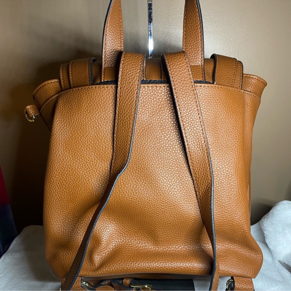 Steve Madden Tan Leather Backpack with Gold Accents - Picture 2 of 5